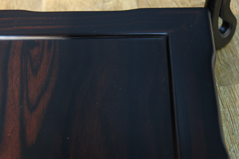 縞黒檀で上品な面持ちの猫脚花台　DC8492