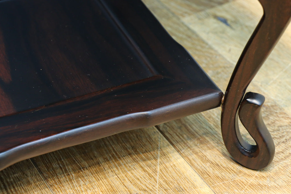 縞黒檀で上品な面持ちの猫脚花台　DC8492