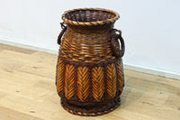 編み目模様が美しい両持ち手付の大きな花カゴ　DC8522