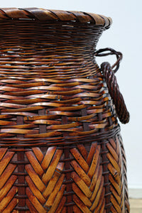 編み目模様が美しい両持ち手付の大きな花カゴ　DC8522