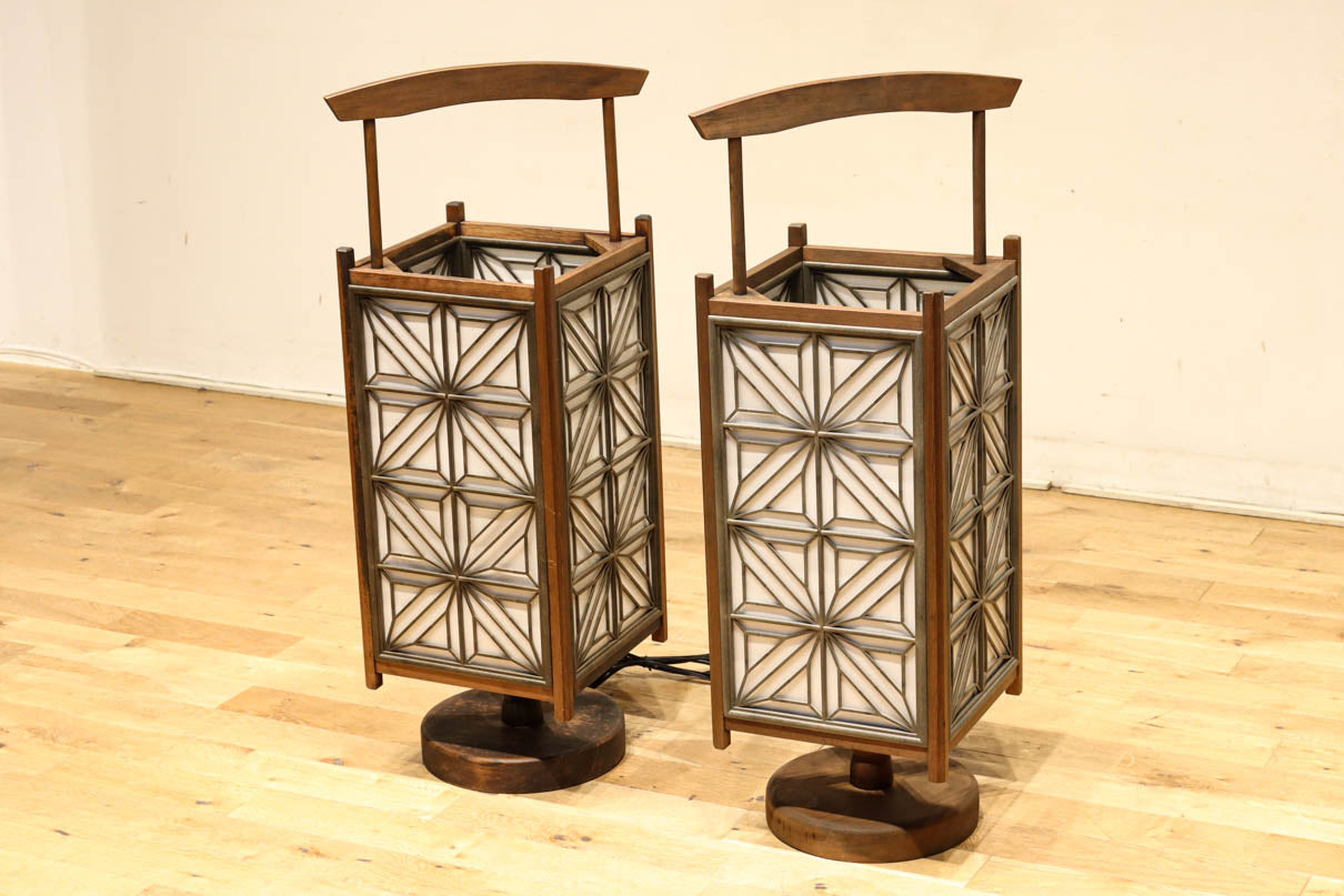 大きな麻の葉組子が浮かぶ可憐な佇まいのワーロン入り行灯　DC8529ab　在庫(a:1 b:0)台