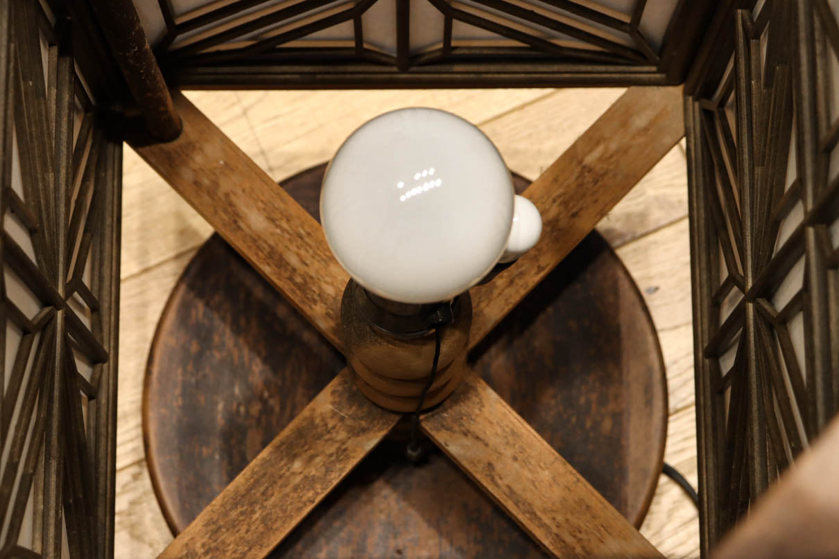 大きな麻の葉組子が浮かぶ可憐な佇まいのワーロン入り行灯　DC8529ab　在庫(a:1 b:0)台