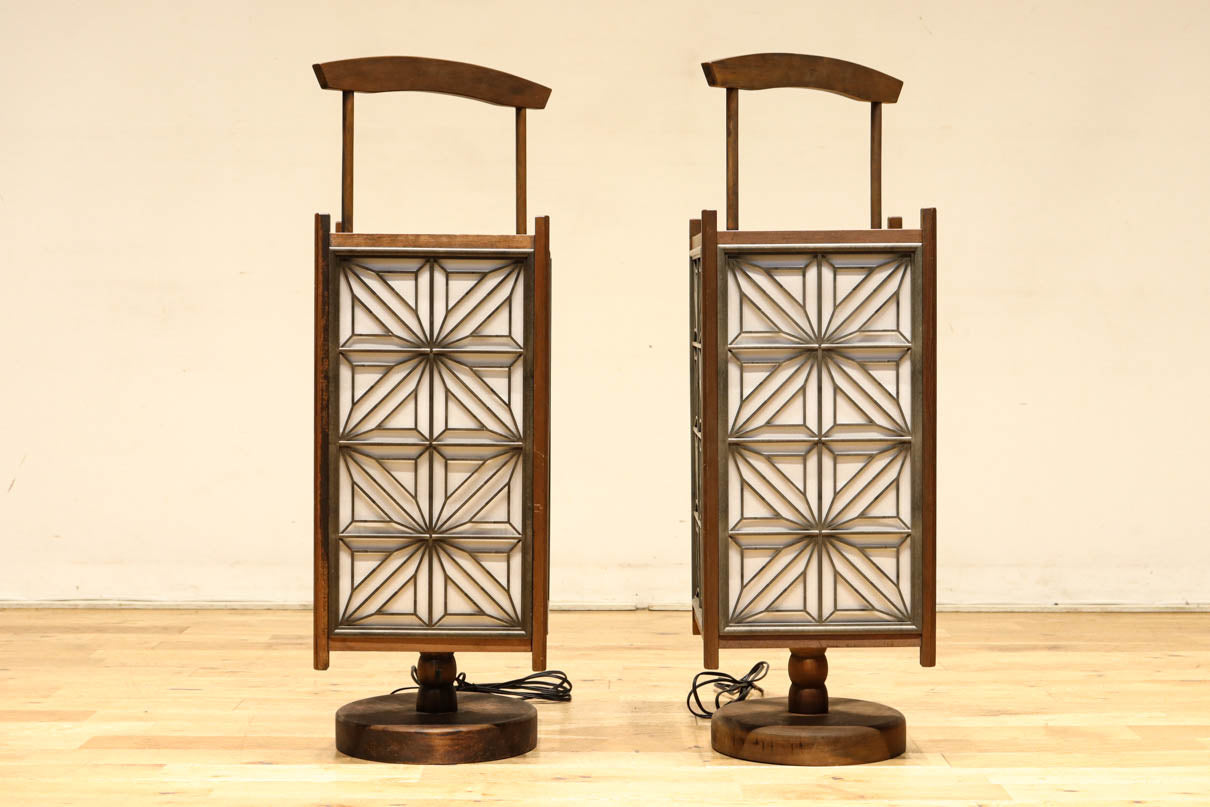 大きな麻の葉組子が浮かぶ可憐な佇まいのワーロン入り行灯　DC8529ab　在庫(a:1 b:0)台