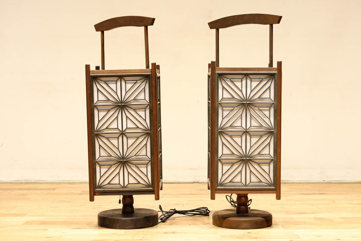 大きな麻の葉組子が浮かぶ可憐な佇まいのワーロン入り行灯　DC8529ab　在庫(a:1 b:0)台