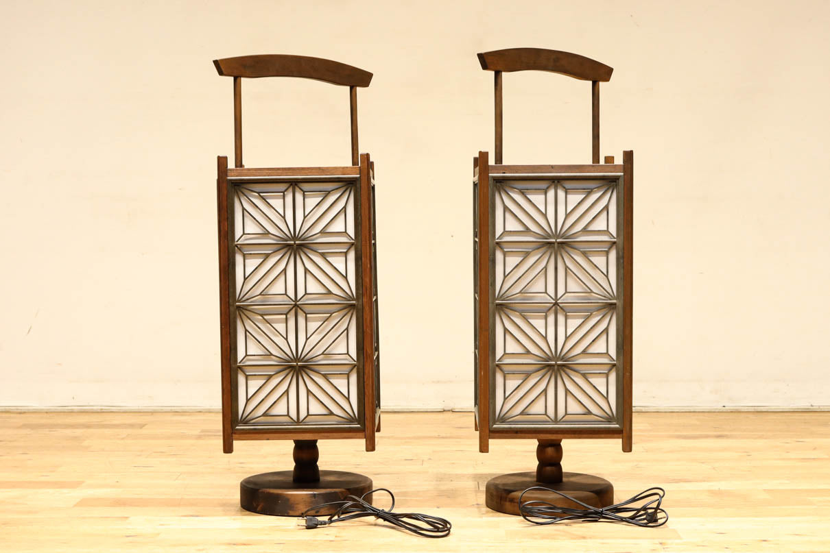 大きな麻の葉組子が浮かぶ可憐な佇まいのワーロン入り行灯　DC8529ab　在庫(a:1 b:0)台