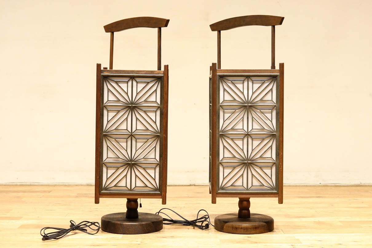 大きな麻の葉組子が浮かぶ可憐な佇まいのワーロン入り行灯　DC8529ab　在庫(a:1 b:0)台