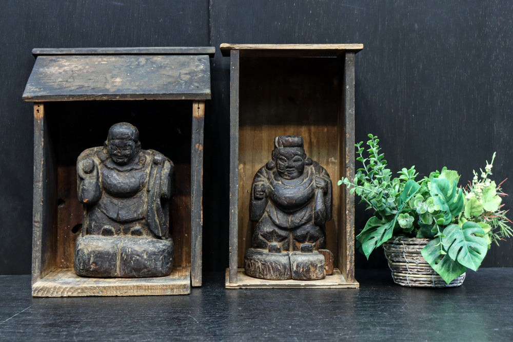 時代を重ねた風格漂う恵比寿様大黒様のセット　DC8543　在庫2体一組