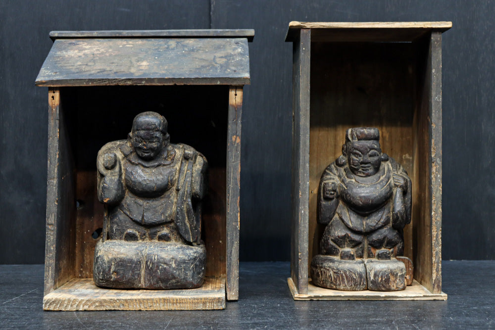 時代を重ねた風格漂う恵比寿様大黒様のセット　DC8543　在庫2体一組
