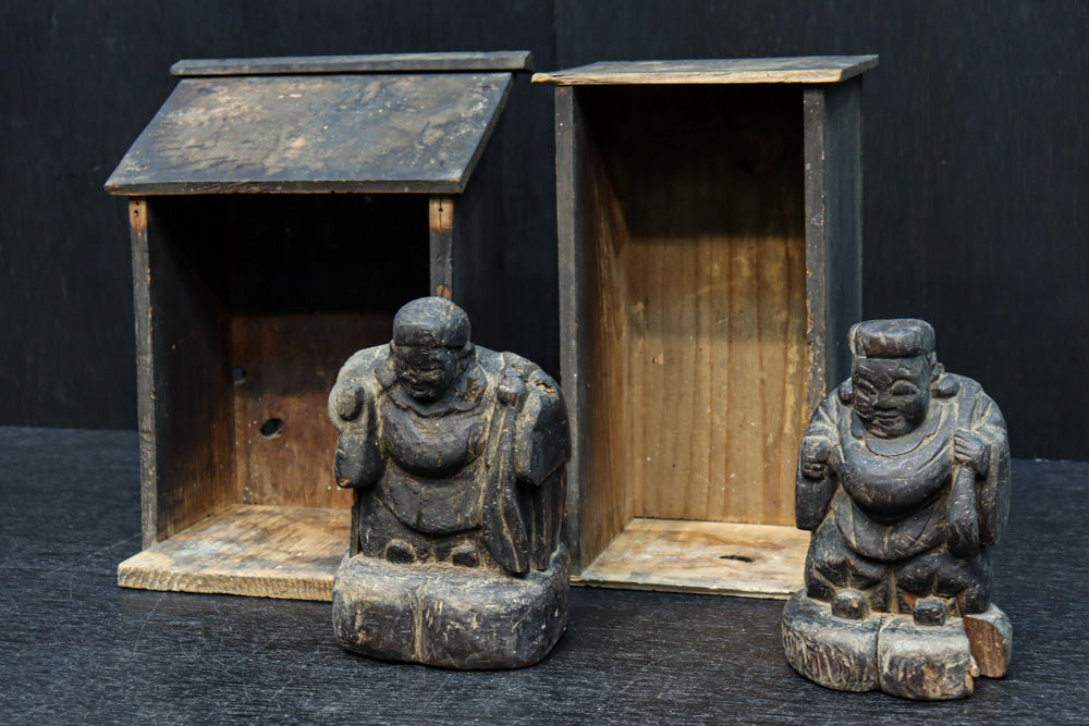 時代を重ねた風格漂う恵比寿様大黒様のセット　DC8543　在庫2体一組