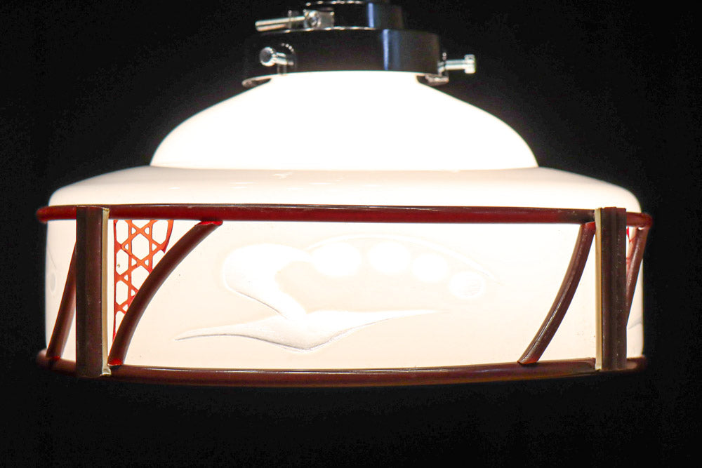 朱のセル装飾が雅な透かし模様入り電笠　DC8572