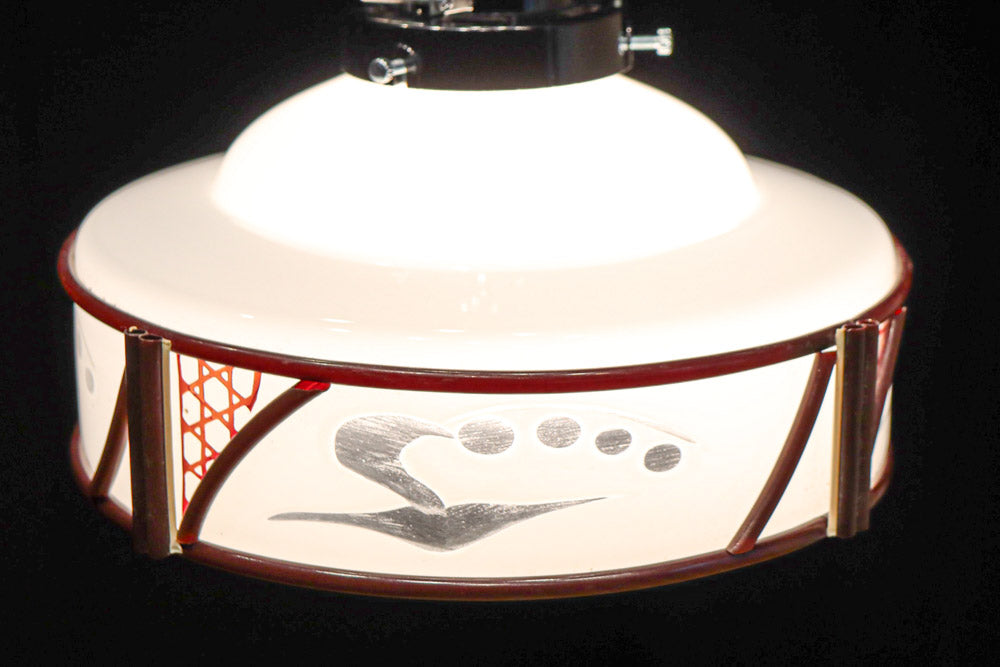 朱のセル装飾が雅な透かし模様入り電笠　DC8572