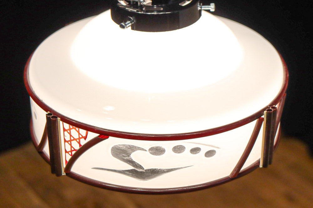 朱のセル装飾が雅な透かし模様入り電笠　DC8572