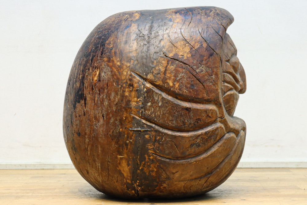 古い木彫り　面 Yahoo!オークション - 古い般若面 木製 木彫 能面 時代骨董 [H125]