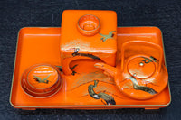 朱漆に黄金色の鶴松を添えた上品なお屠蘇セット　DC8601