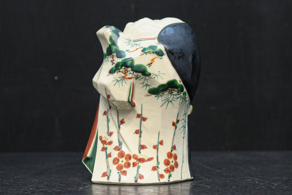 ふくよかなお顔立ちの縁起の良いお多福の置物(木箱付き) DC8602 – 古福