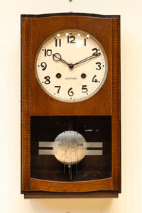 愛知時計電機製 文字やガラス装飾に手作り感のある壁掛け時計　DC8650