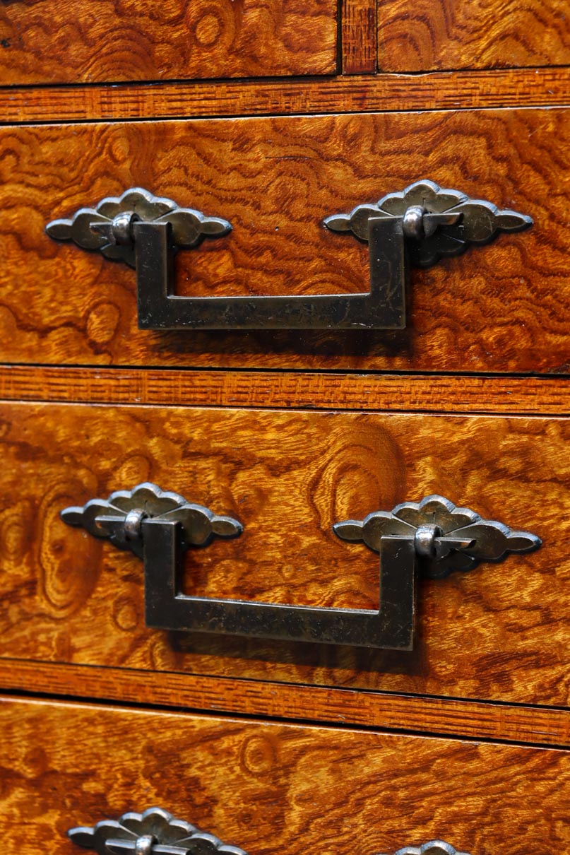 上質な杢目模様の気品ある針箱　DC8674