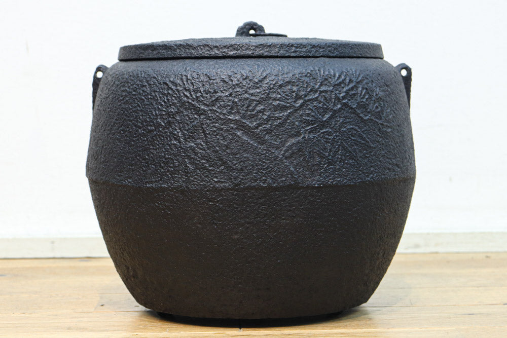 鉄の風合いに縁起の良い絵柄が馴染む消壺　DC8686