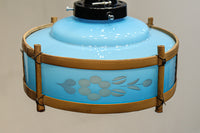 水色ガラスを竹フレームで飾る風流な電笠　DC8708