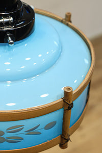 水色ガラスを竹フレームで飾る風流な電笠　DC8708