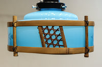 水色ガラスを竹フレームで飾る風流な電笠　DC8708