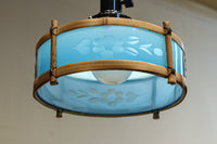 水色ガラスを竹フレームで飾る風流な電笠　DC8708