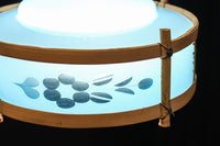 水色ガラスを竹フレームで飾る風流な電笠　DC8708