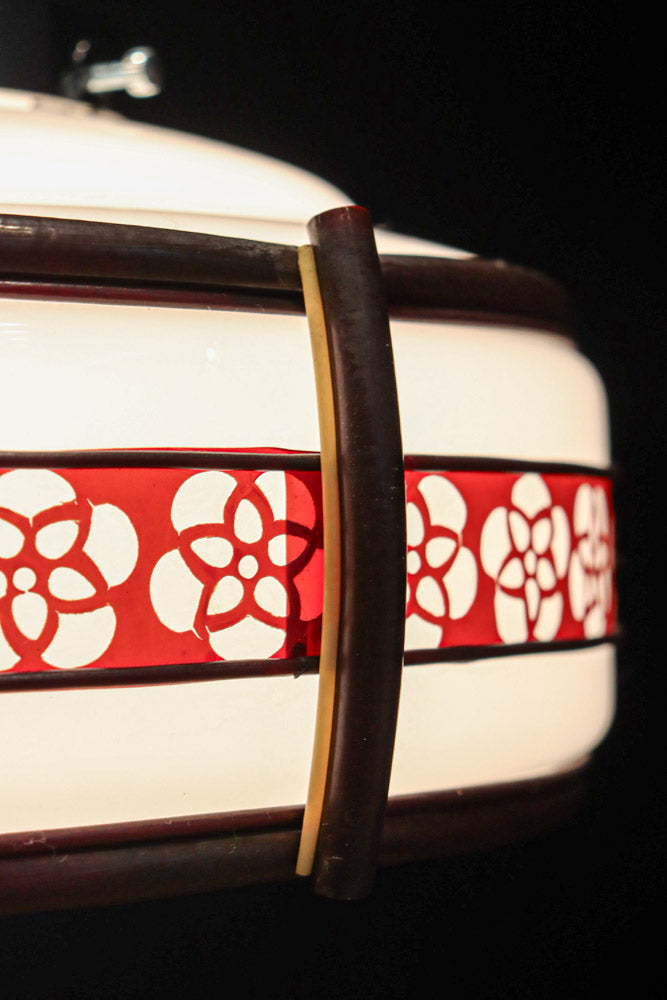 朱セルの花柄帯装飾でレトロな面持ちの電笠　DC8712