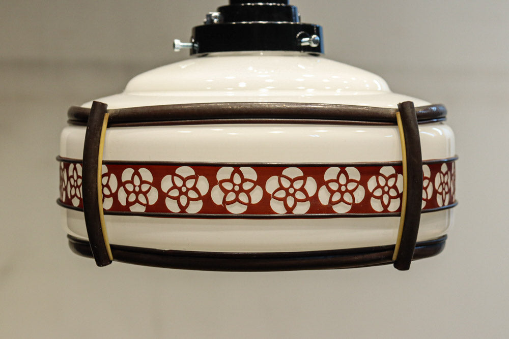 朱セルの花柄帯装飾でレトロな面持ちの電笠　DC8712