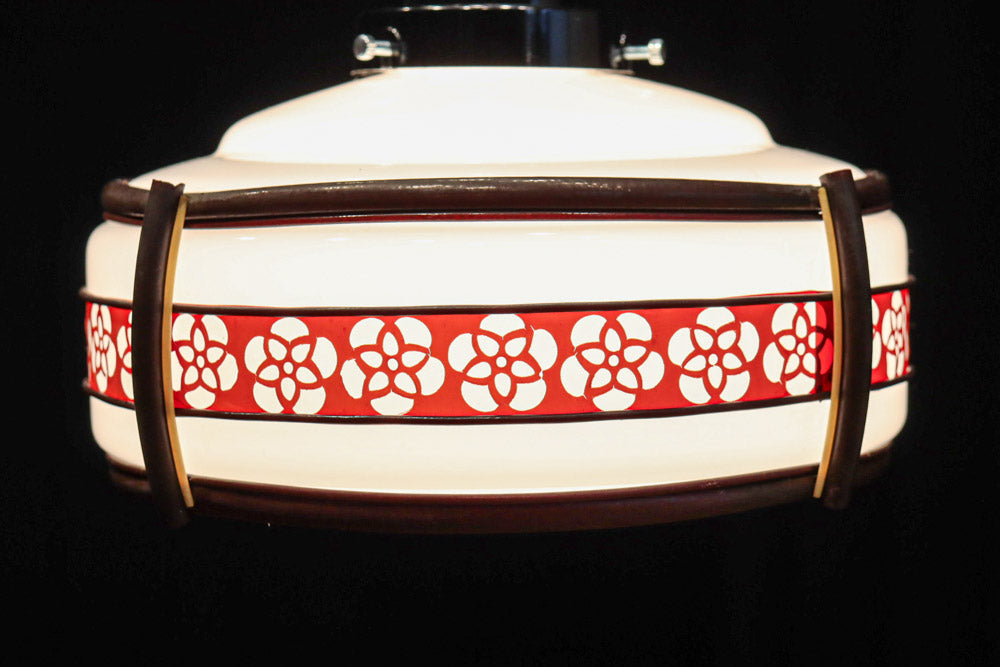 朱セルの花柄帯装飾でレトロな面持ちの電笠　DC8712