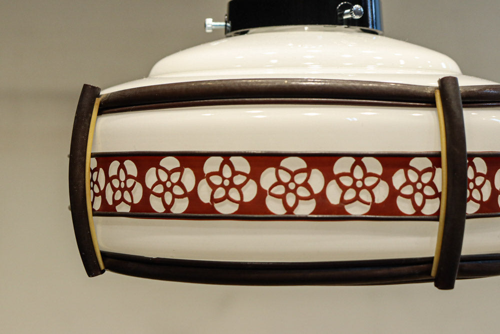 朱セルの花柄帯装飾でレトロな面持ちの電笠　DC8712