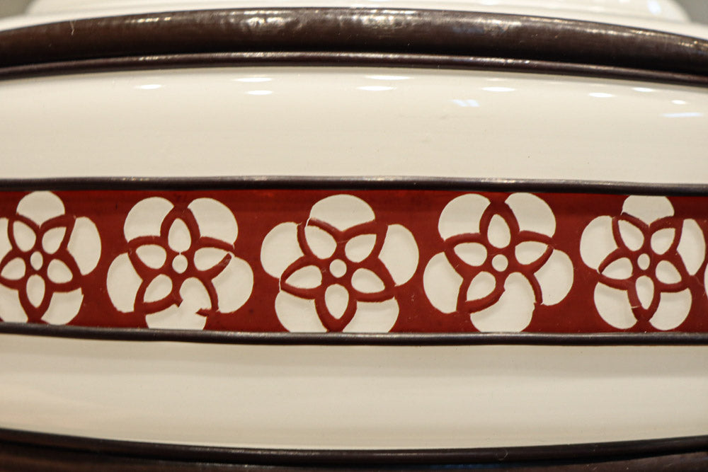 朱セルの花柄帯装飾でレトロな面持ちの電笠　DC8712