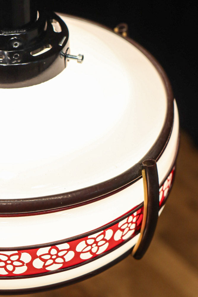 朱セルの花柄帯装飾でレトロな面持ちの電笠　DC8712