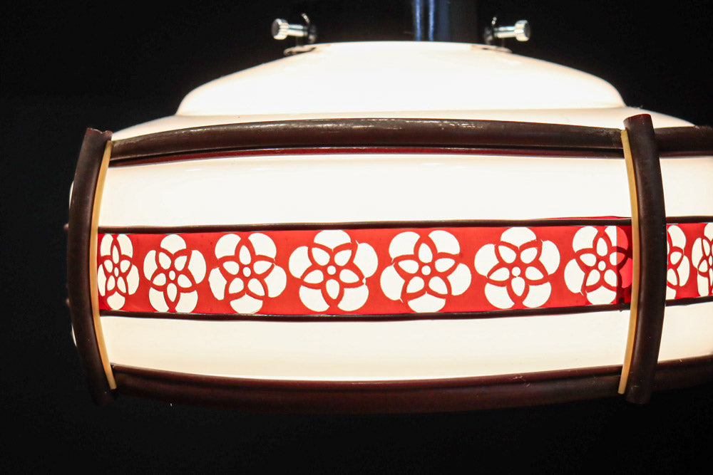 朱セルの花柄帯装飾でレトロな面持ちの電笠　DC8712