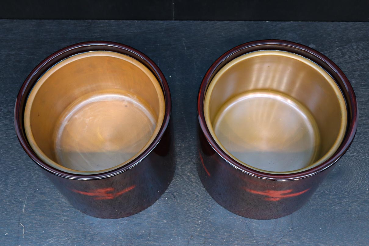 美しい艶色をした漆塗りの木製手あぶり火鉢　DC8742　在庫1個