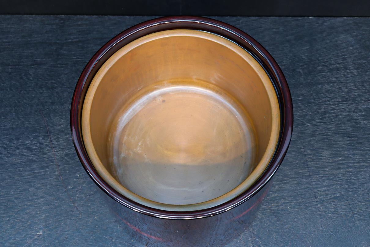 美しい艶色をした漆塗りの木製手あぶり火鉢　DC8742　在庫1個