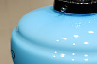 黄色の花模様が幻想的に浮かぶブルーガラスの電笠　DC8760