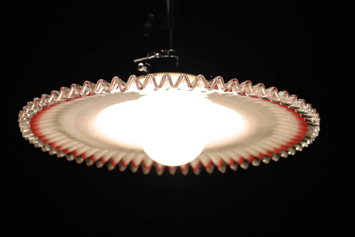 珍品‼下から見上げると赤の縁取りがモダンに輝く素敵な電笠　DC8761