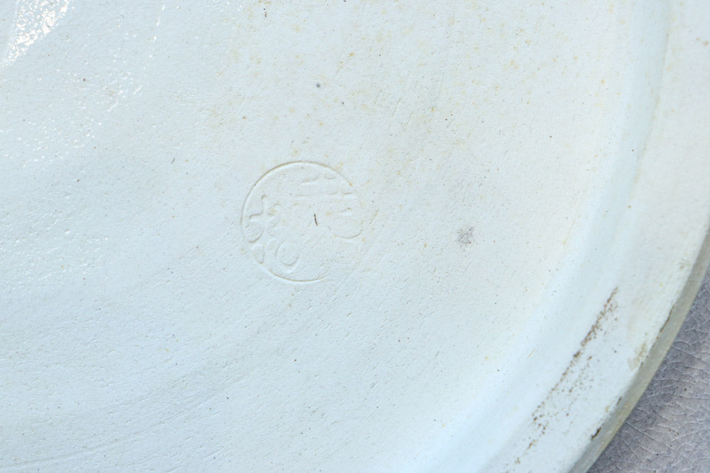 淡く色づく御本の模様が浮かぶ粉引大皿(共箱付き)　DC8778