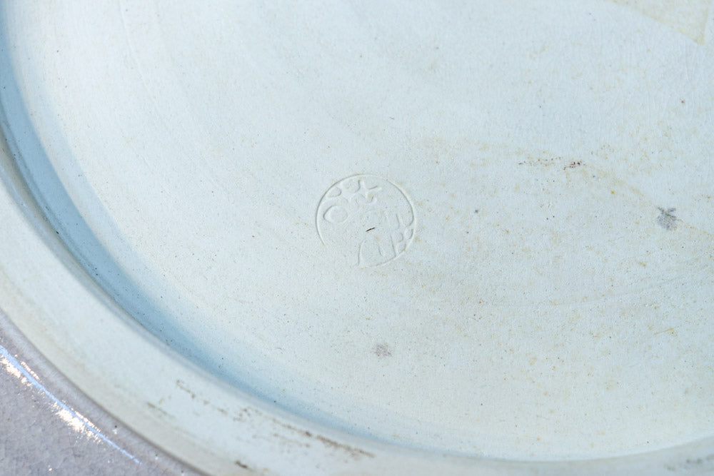 淡く色づく御本の模様が浮かぶ粉引大皿(共箱付き)　DC8778