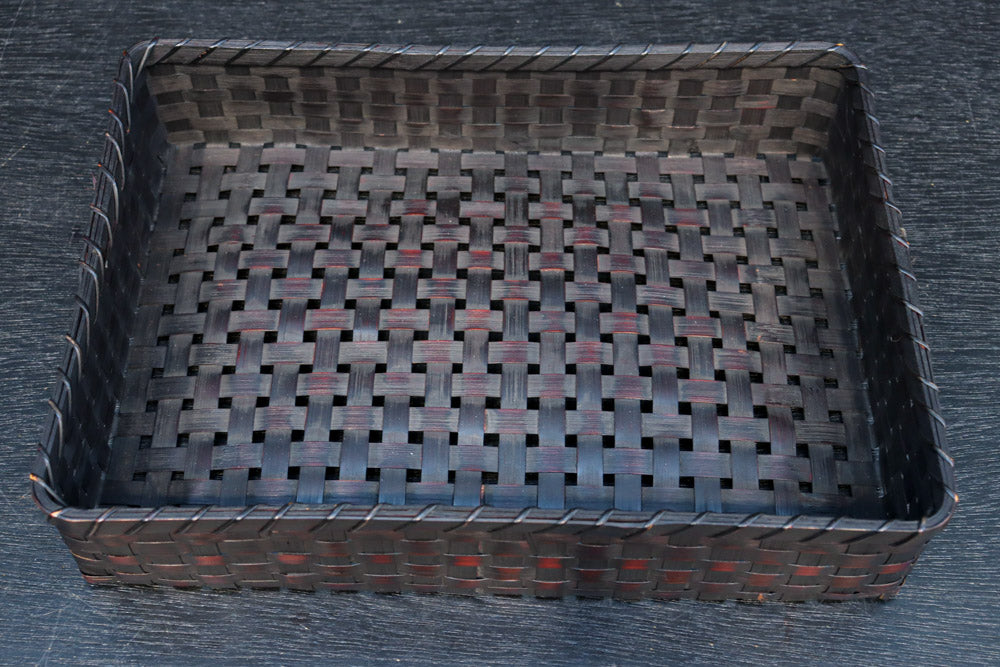 鮮やかな編み目模様の味わい溢れる竹編みの文入れ　DC8779