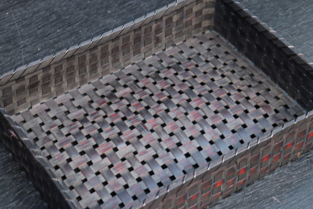 鮮やかな編み目模様の味わい溢れる竹編みの文入れ　DC8779