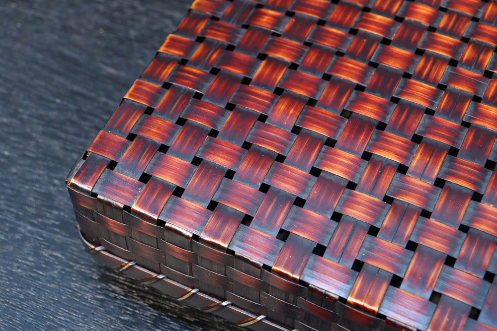 鮮やかな編み目模様の味わい溢れる竹編みの文入れ　DC8779