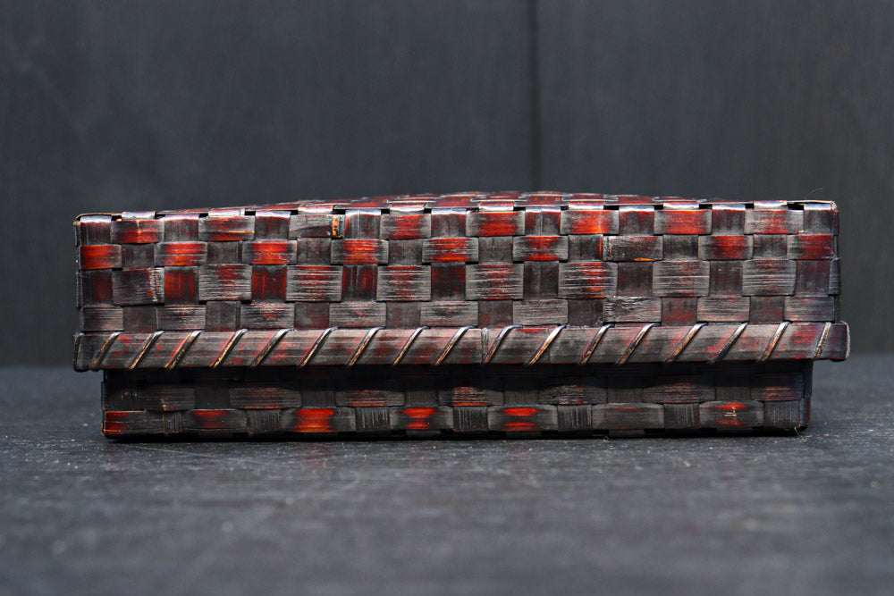 鮮やかな編み目模様の味わい溢れる竹編みの文入れ　DC8779