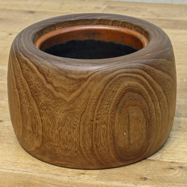 杢目が素晴らしい重厚感のある木製丸火鉢 DC8827 – 古福庵 [ KOFUKUAN