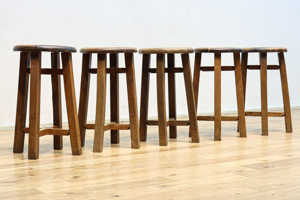 座面の杢目に時代の味わい溢れるスツール　DC8843a-e　在庫(a:1 b:1 c:1 d:1 e:1)脚