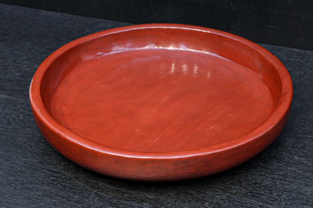 深みある朱漆で風情溢れる丸盆　DC8850