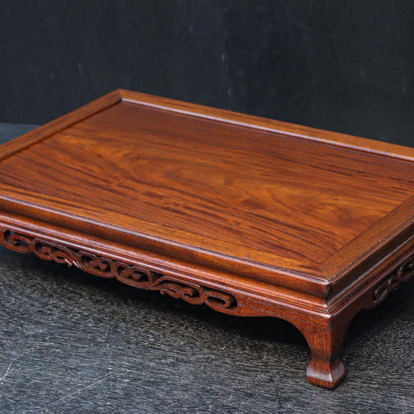 高級華台 深い赤色 木製 艶みある色彩に大らかな杢目が浮かび華のある置台 DC8851 – 古福庵