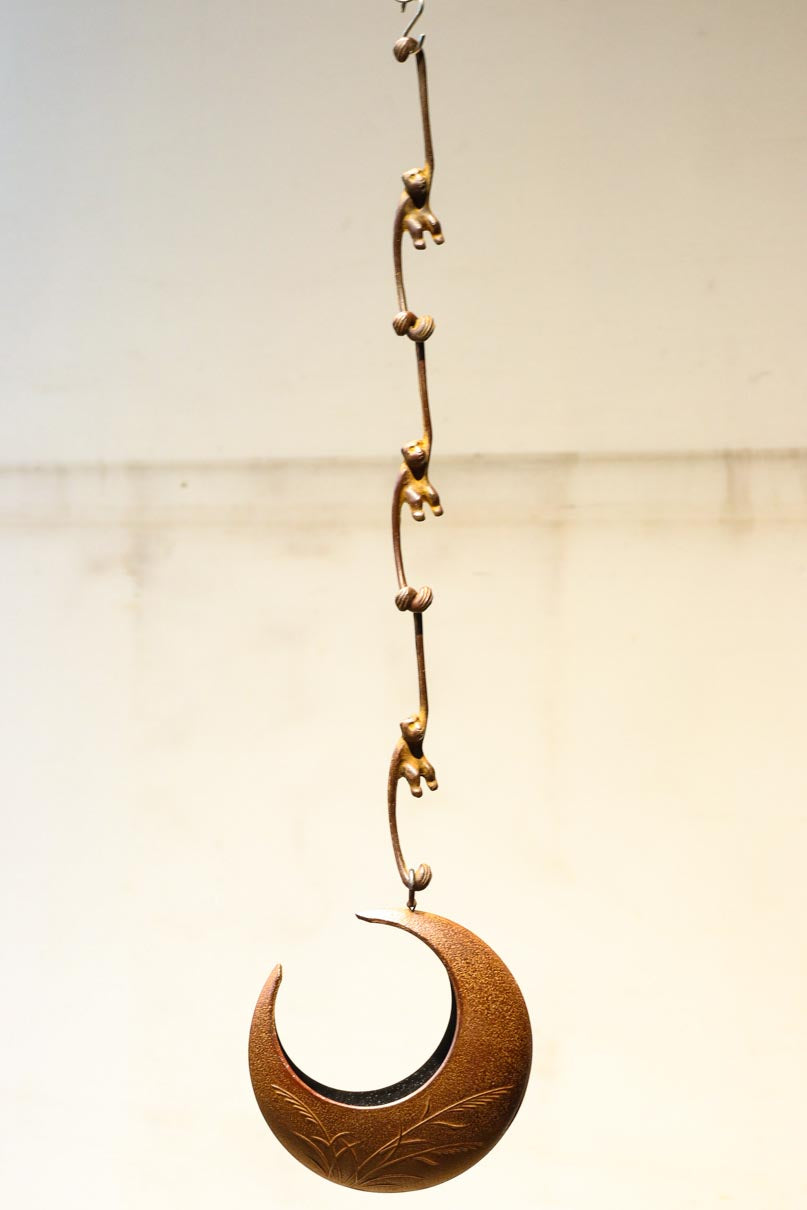 ススキ模様の花器をお猿さんが支える吊るし花器セット DC8862 在庫2個