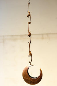 ススキ模様の花器をお猿さんが支える吊るし花器セット　DC8862　在庫1個